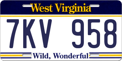 WV license plate 7KV958