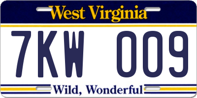 WV license plate 7KW009