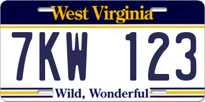 WV license plate 7KW123