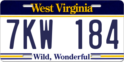 WV license plate 7KW184