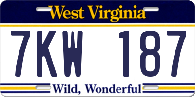 WV license plate 7KW187