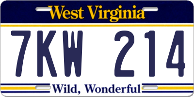 WV license plate 7KW214