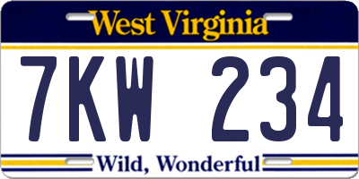 WV license plate 7KW234