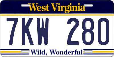WV license plate 7KW280