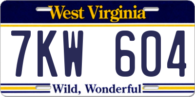 WV license plate 7KW604