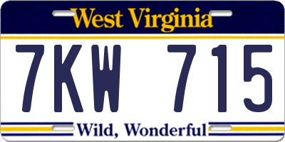 WV license plate 7KW715