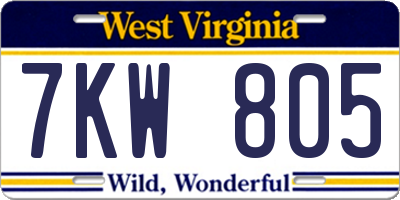 WV license plate 7KW805