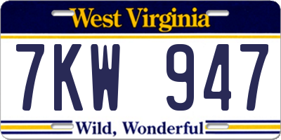 WV license plate 7KW947