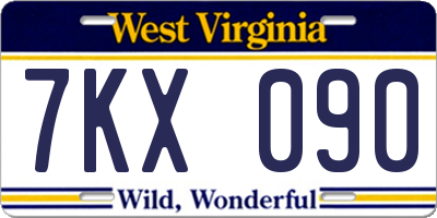 WV license plate 7KX090