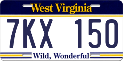 WV license plate 7KX150