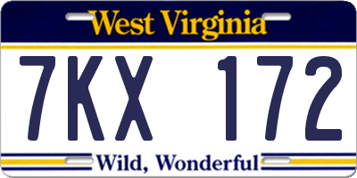 WV license plate 7KX172