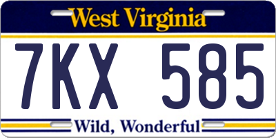 WV license plate 7KX585