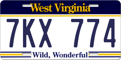 WV license plate 7KX774