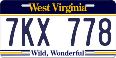 WV license plate 7KX778