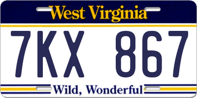 WV license plate 7KX867