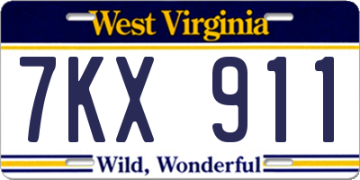 WV license plate 7KX911