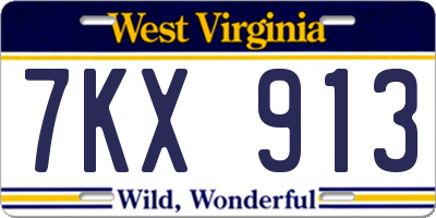 WV license plate 7KX913