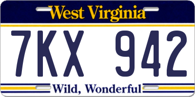 WV license plate 7KX942