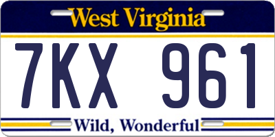 WV license plate 7KX961