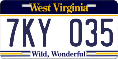 WV license plate 7KY035