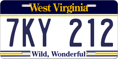 WV license plate 7KY212