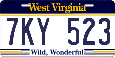 WV license plate 7KY523