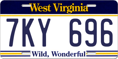 WV license plate 7KY696