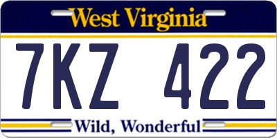 WV license plate 7KZ422