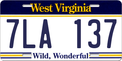 WV license plate 7LA137