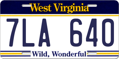 WV license plate 7LA640