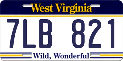 WV license plate 7LB821