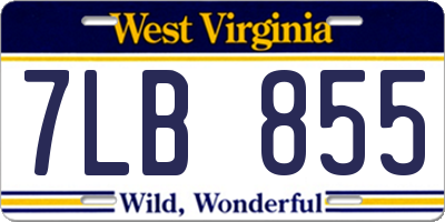 WV license plate 7LB855