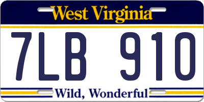 WV license plate 7LB910