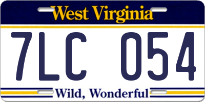 WV license plate 7LC054