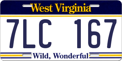 WV license plate 7LC167