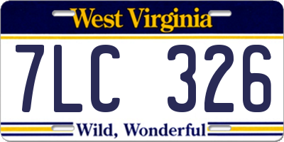 WV license plate 7LC326