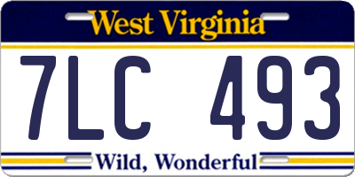 WV license plate 7LC493