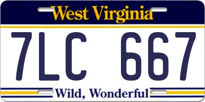 WV license plate 7LC667