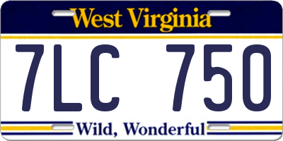 WV license plate 7LC750