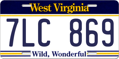 WV license plate 7LC869