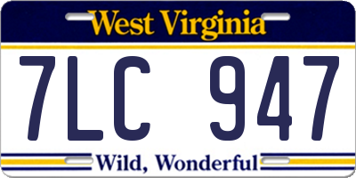 WV license plate 7LC947
