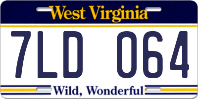 WV license plate 7LD064