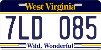 WV license plate 7LD085