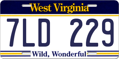 WV license plate 7LD229