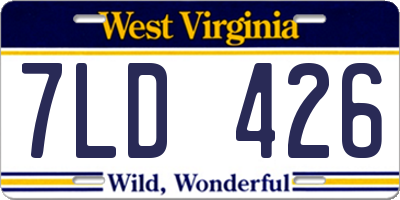 WV license plate 7LD426