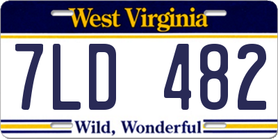 WV license plate 7LD482
