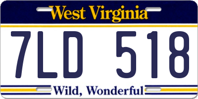 WV license plate 7LD518