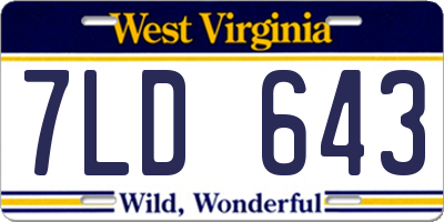 WV license plate 7LD643