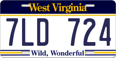 WV license plate 7LD724