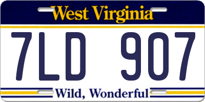 WV license plate 7LD907